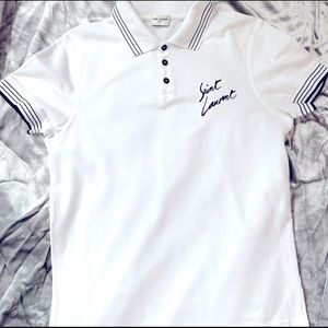 YSL SAINT LAURENT MONOGRAM POLO SHIRT IN COTTON PIQUÉ